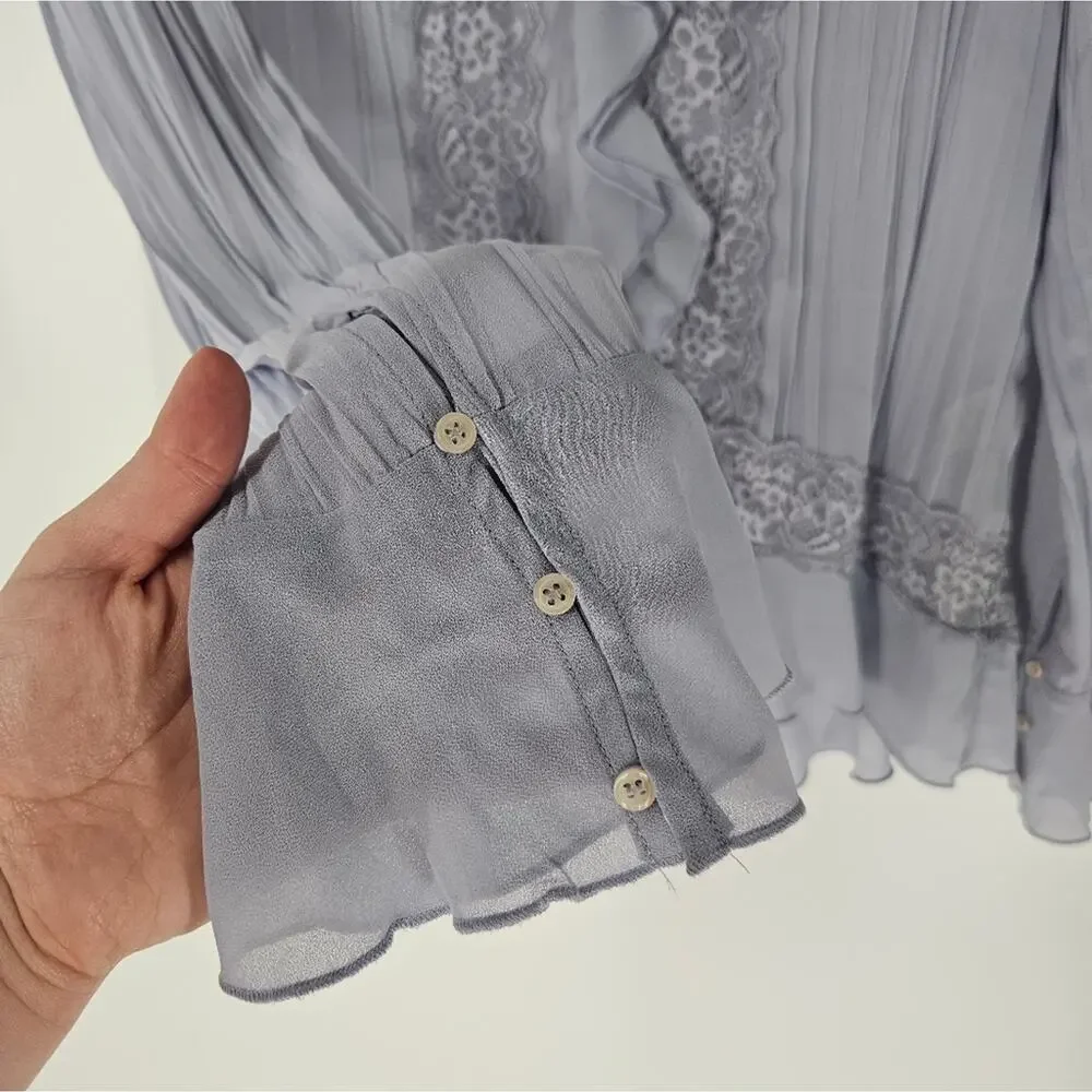 Free People Light Blue Chambray Sky Bad at Love Blouse L